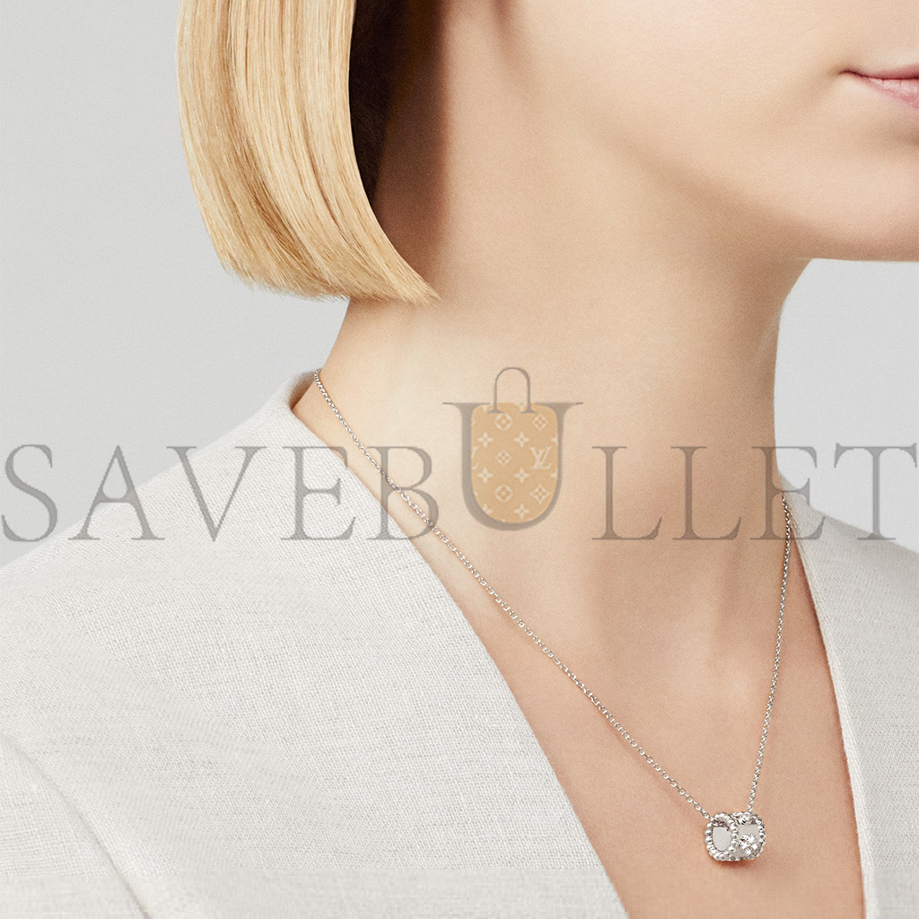 v*n cl*f arpels perlÉe clovers pendant - white gold, Di*m*nd  vcaro2ef00